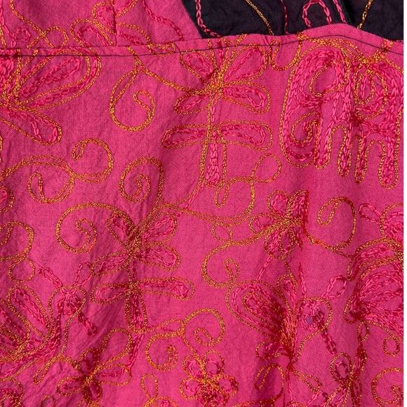 Beautiful UNIQUE Embroidered Boho Cami Babydoll Top/Tank Pink/Orange/Black S/M - Picture 6 of 9